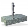 Stojan na slunečník 25 kg Granit je vyroben z masivní žuly, je ideální i pro malé balkony. Je broušený, s držákem trubky z ušlechtilé oceli a ochranou podlahy z plastu. Design žuly je nadčasový a vhodný do každého prostředí. Díky broušenému povrchu je údržba velmi snadná.