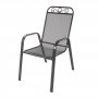 Pevná stohovatelná židle, pohodlné sezení, vysoké opěradlo, omyvatelná, lakovaný kovový korpus, krytky na nohách.
