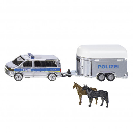 Policejní dodávka s přívěsem pro přepravu koní a 2 koníky / 2310